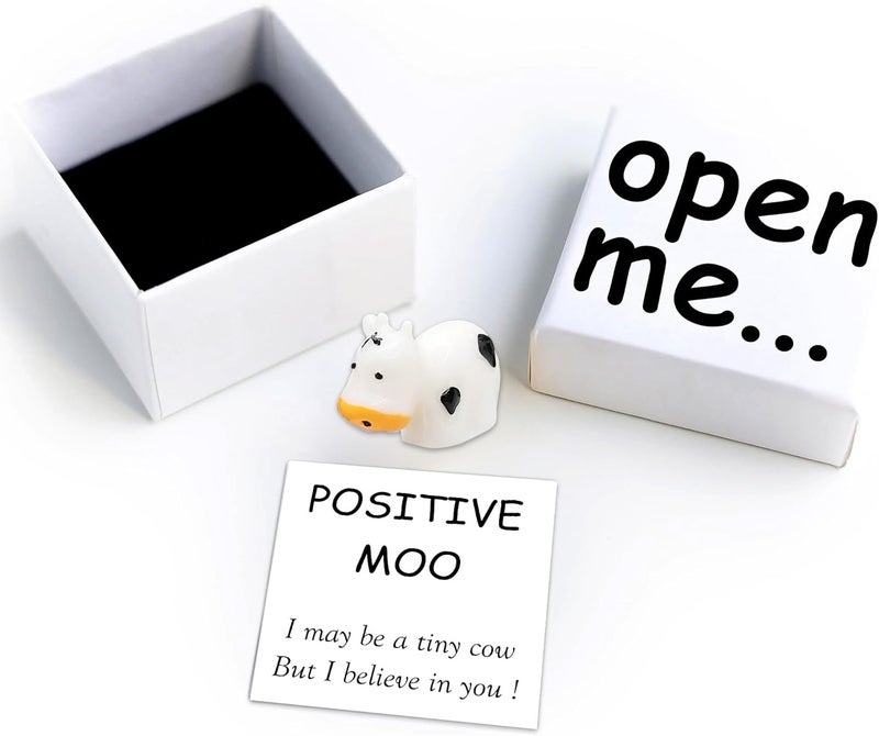 WENGIFT I Love You Positive Moo Gift Desk Buddy Cute little Cow Pocket Hug Moo Lover Best Friend Gift - Image 1